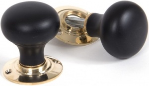 Ebony Bun Mortice/Rim Door Knob Set